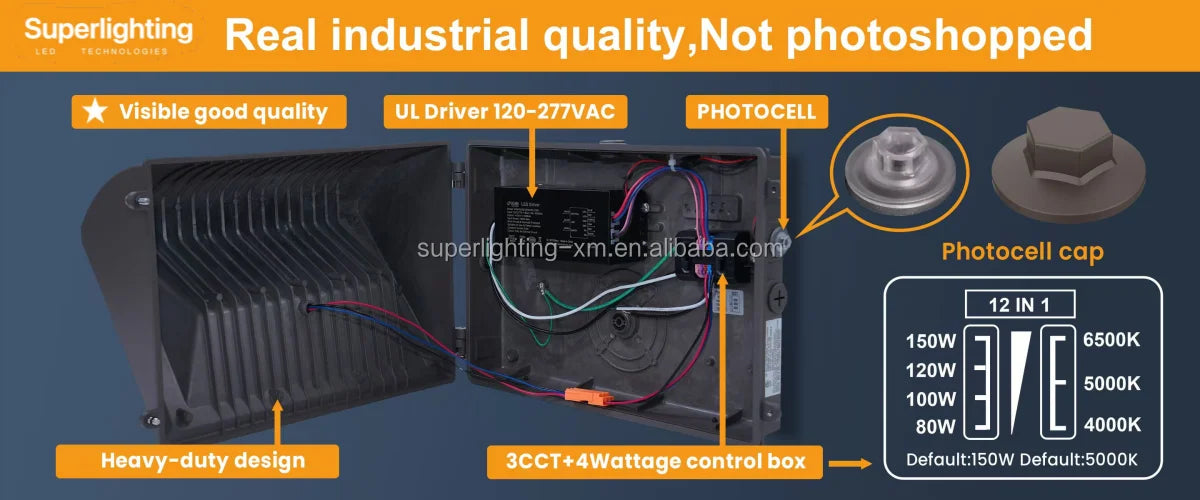 Outdoor LED Wall Lamp, IP65 Aluminum, 80W to 120W, Surface Mount - image 4