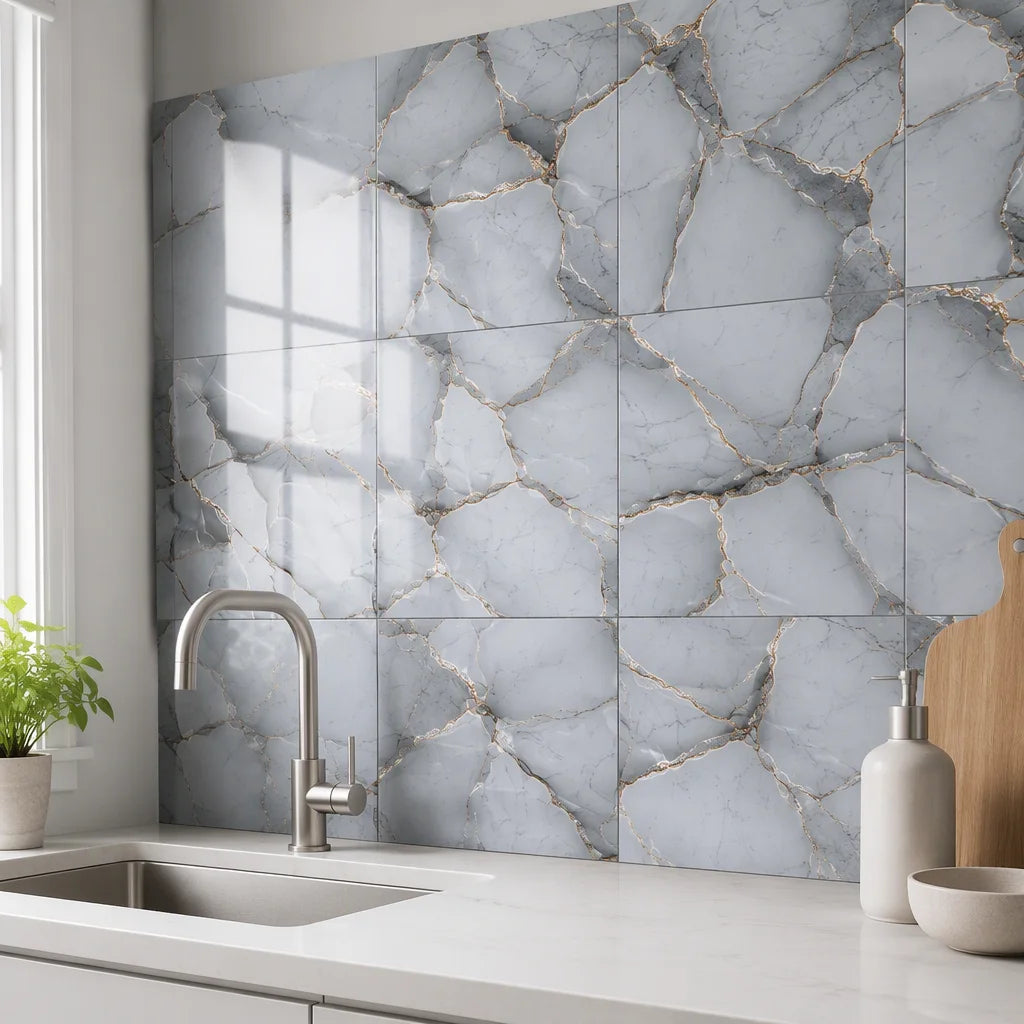 3D Marble Peel and Stick Wall Sticker Self Adhesive Foam Wallpaper Sheet for Living Room