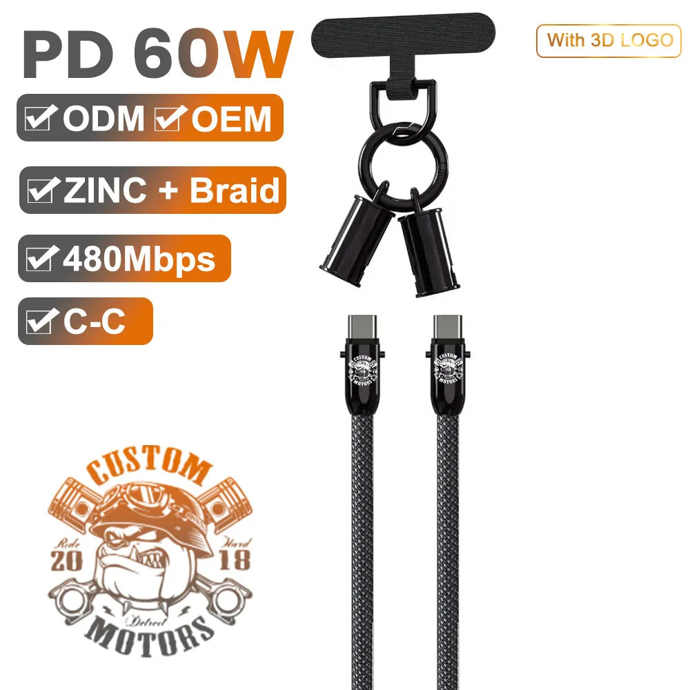 Phone Lanyard with Built-In USB-C Charging Cable, 0.3 m or 1.2 m