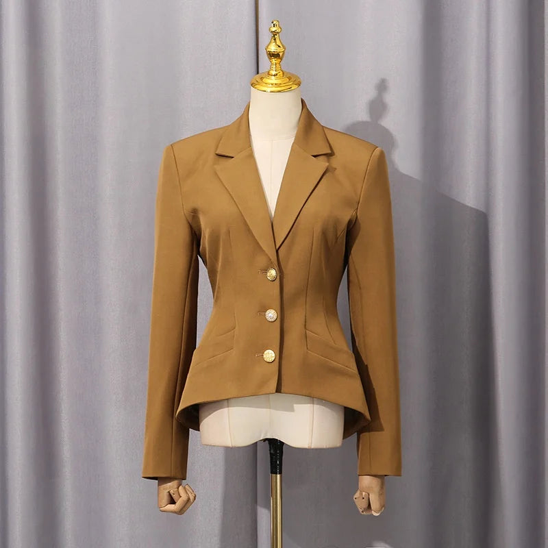 Fashion New Niche Design Casual Elegant Irregular Buttons Cropped Jackets Blazer Formal