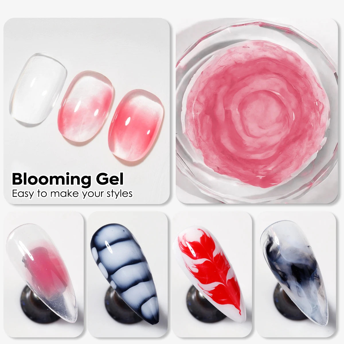 Clear Blooming Gel for Stone, Watercolor and Floral Nails, 15 ml - image 3