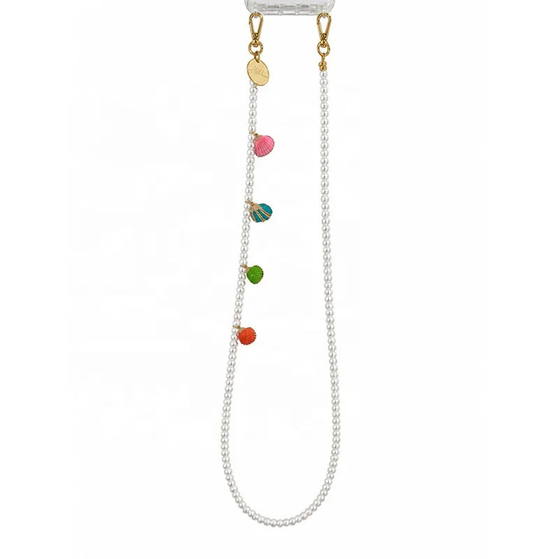 New Phone Strap Women French-Style Elegant Light-Luxury Shell Pearl Beaded Chain