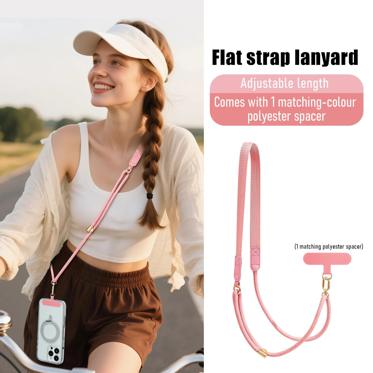 Braided Nylon Neck or Crossbody Lanyard for Phone and ID, 130 cm - image 10