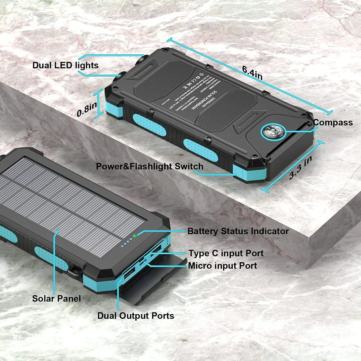 Solar Power Bank with Wireless Charging, Dual USB and LED Lamp - image 6