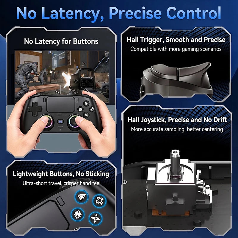 Bluetooth Hall Effect Gamepad with 1000mAh Battery for PS4 and Phones - image 3