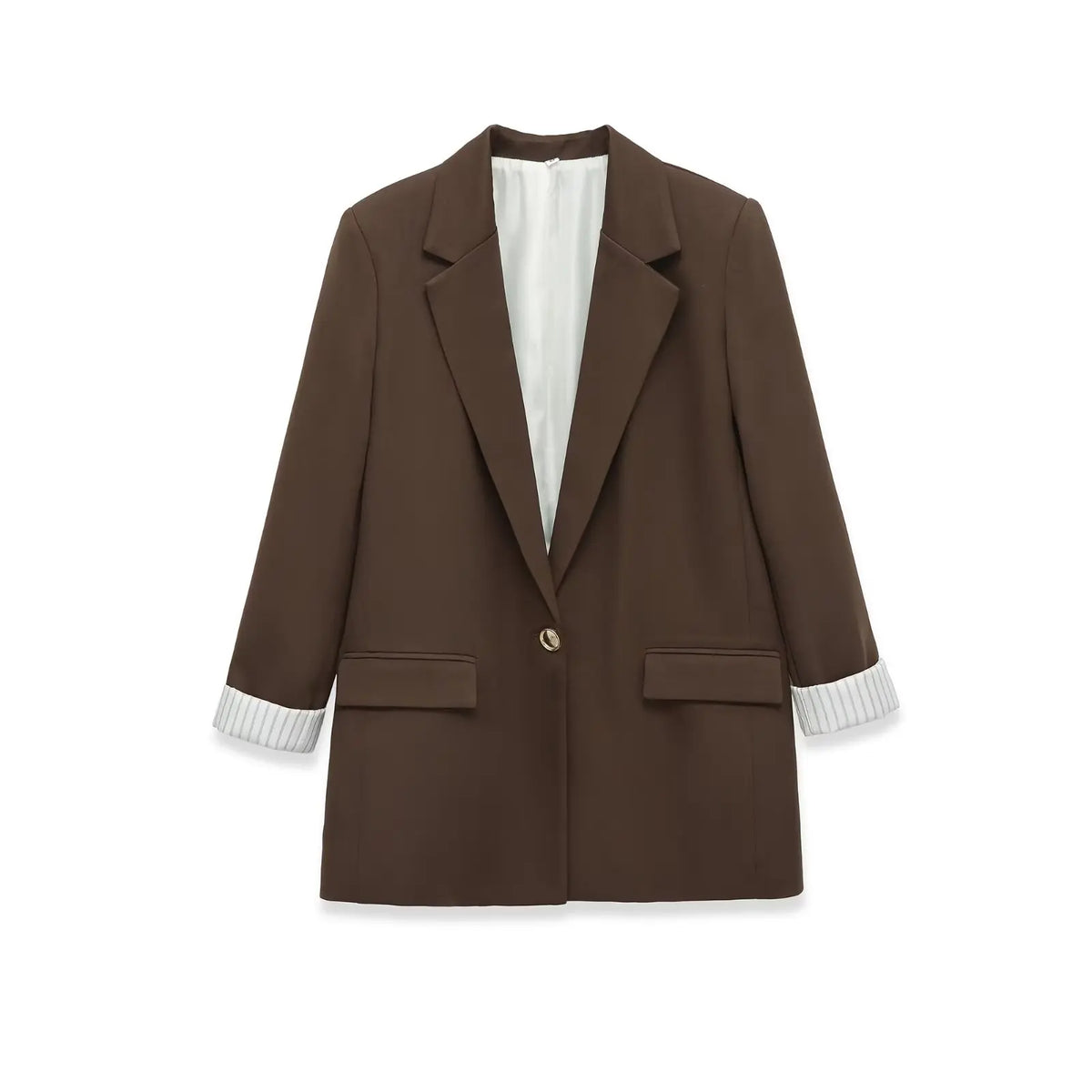 Single-Button Cropped Blazer Coat with Notched Collar and Pockets - image 8