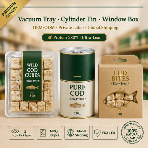 Freeze-Dried Salmon or Cod Cube Treats for Dogs and Cats, Grain-Free
