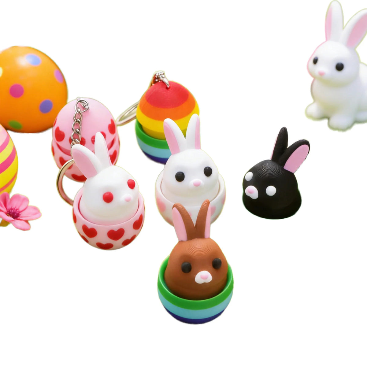 3D Printed Rabbit in Egg Keychain, PLA Cartoon Bag Charm - image 5