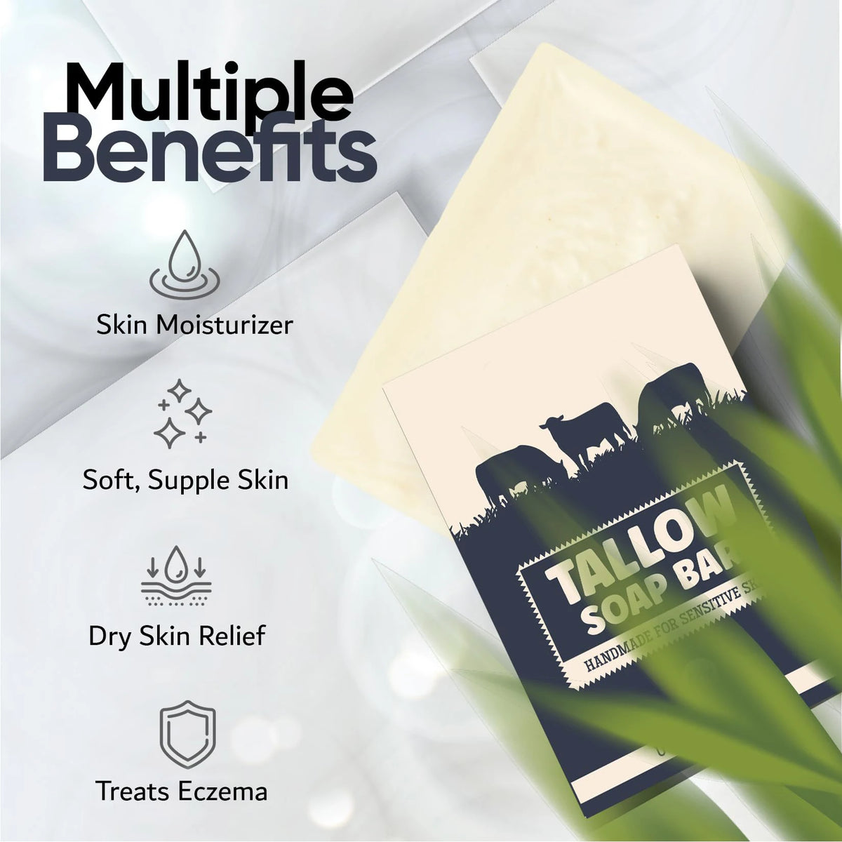 Unscented Grass-Fed Beef Tallow Soap Bar for Face and Body - image 4