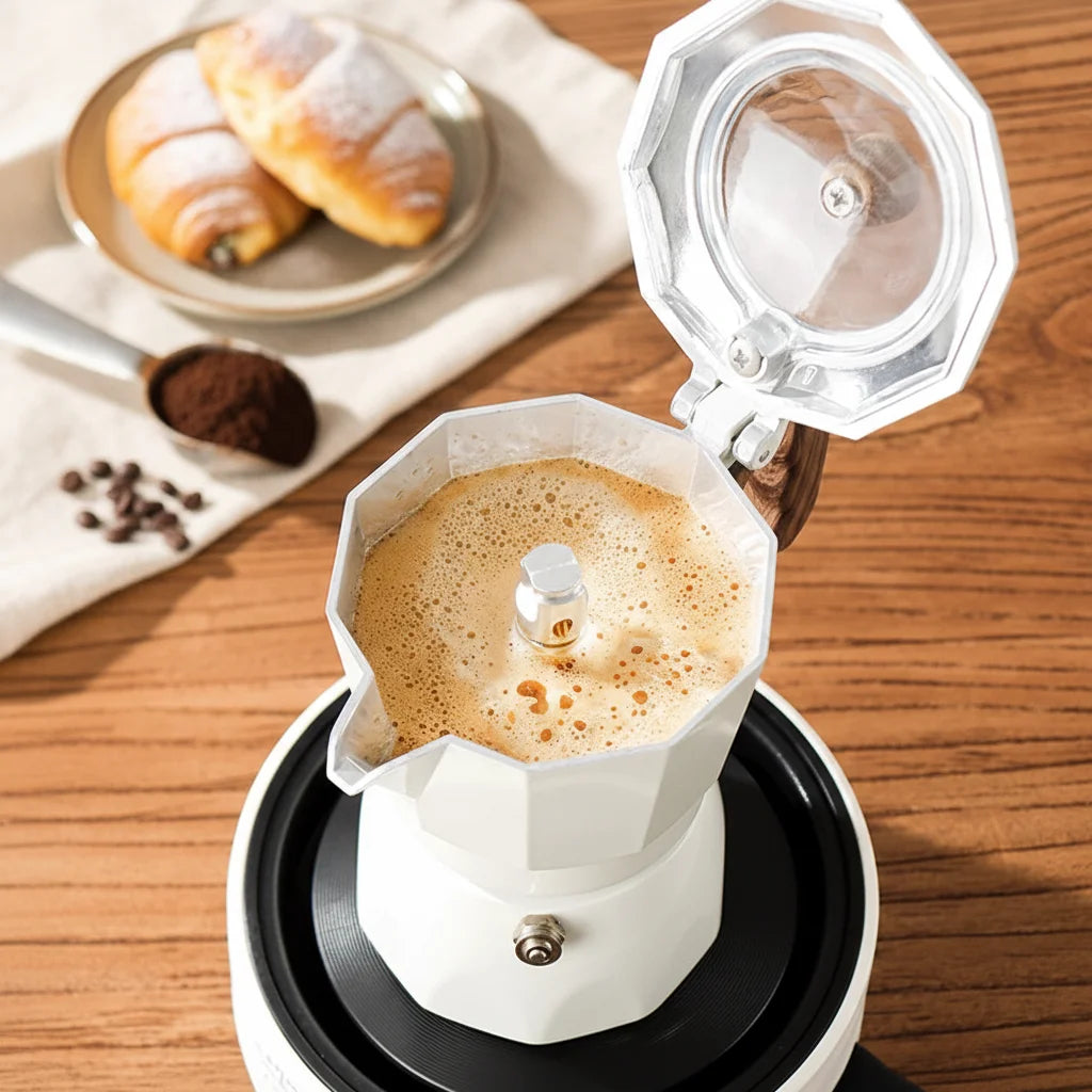Italian Double-Valve Moka Pot Kit with Optional Electric Stove - image 3