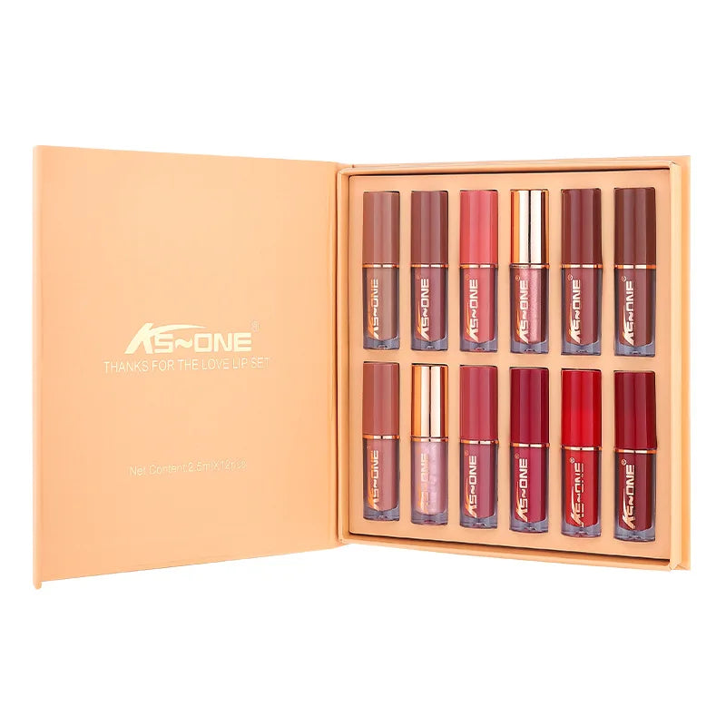 12-Color Matte and Pearl Lip Glaze Set in Book-Style Case - image 4
