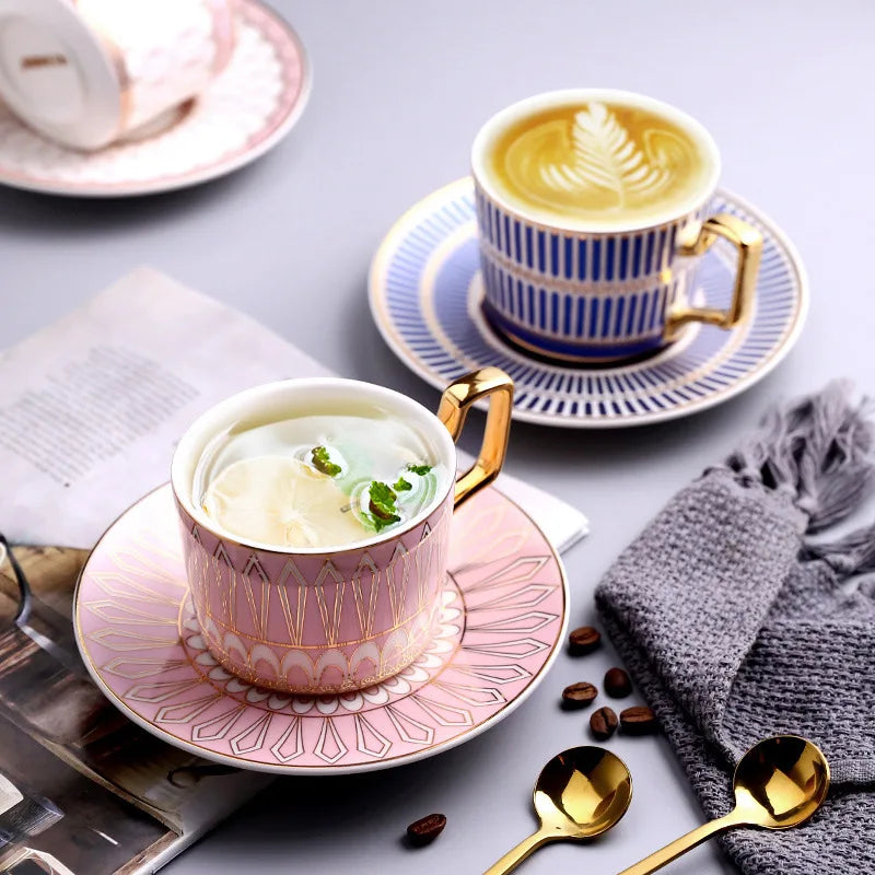 Gold Rim European Ceramic Coffee Cup and Saucer, 200 ml, Gift Box - image 6