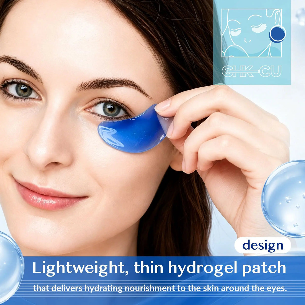 GHK-Cu Blue Copper Peptide Hydrogel Eye Patches 6 Pairs Under Eye Mask Hydrating Firming