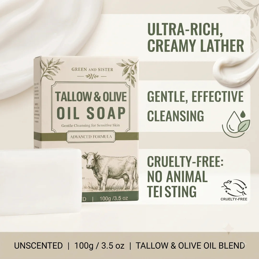 Beef Tallow and Olive Oil Herbal Soap for Skin and Hair, 100 g - image 2
