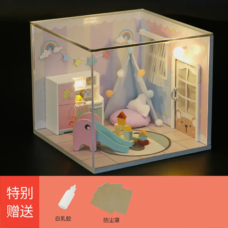DIY Wooden Miniature Room Scene Kit with Furniture, 8 Designs