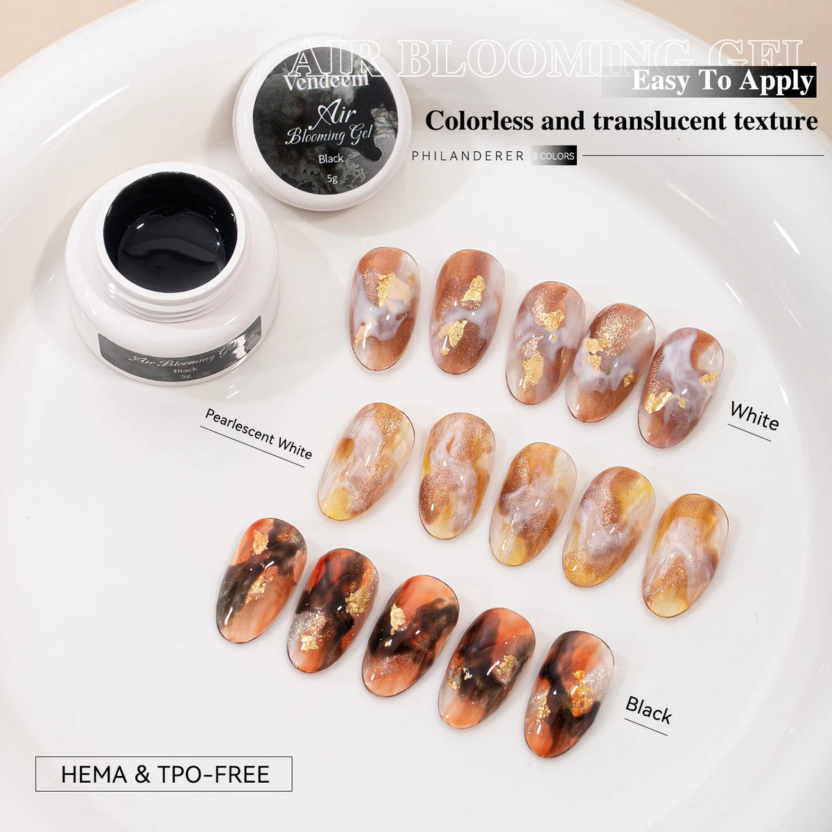 Vendeeni 3colors Air Blooming Gel TPO Hema Free Blooming Structure Gel Nail Art Salon