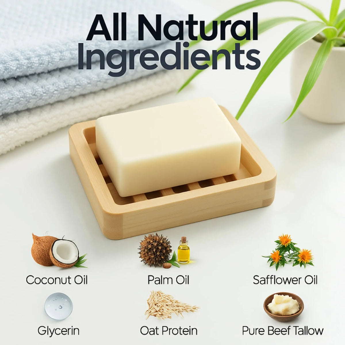 Unscented Grass-Fed Beef Tallow Soap Bar for Face and Body - image 3