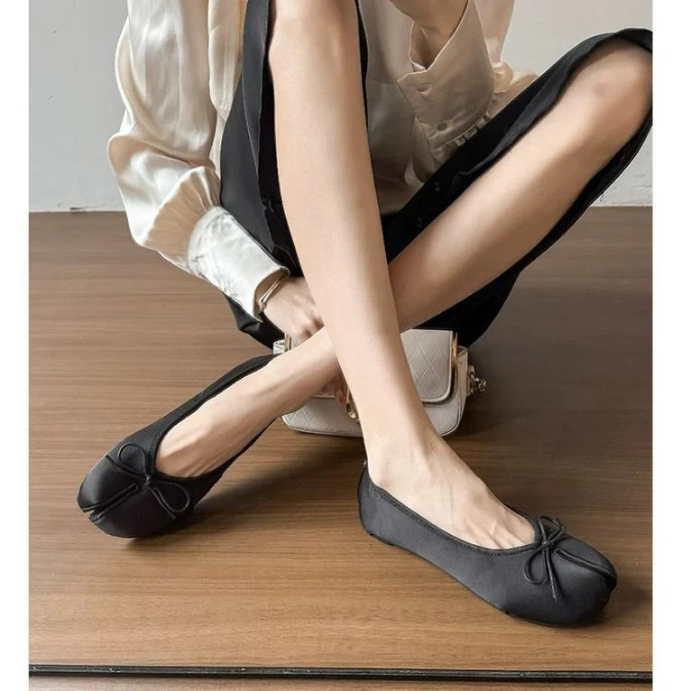 Silk Fabric Split-Toe Flats with Bowknot, Slip-On, EU 35–42 - image 7