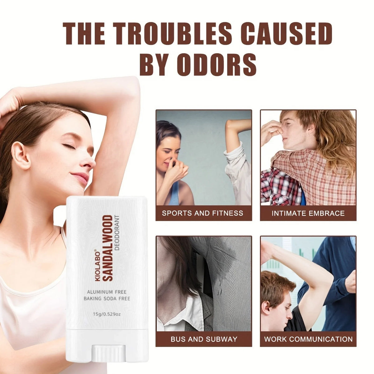 Refillable Aluminum-Free Sandalwood Deodorant Stick, 15 g - image 2