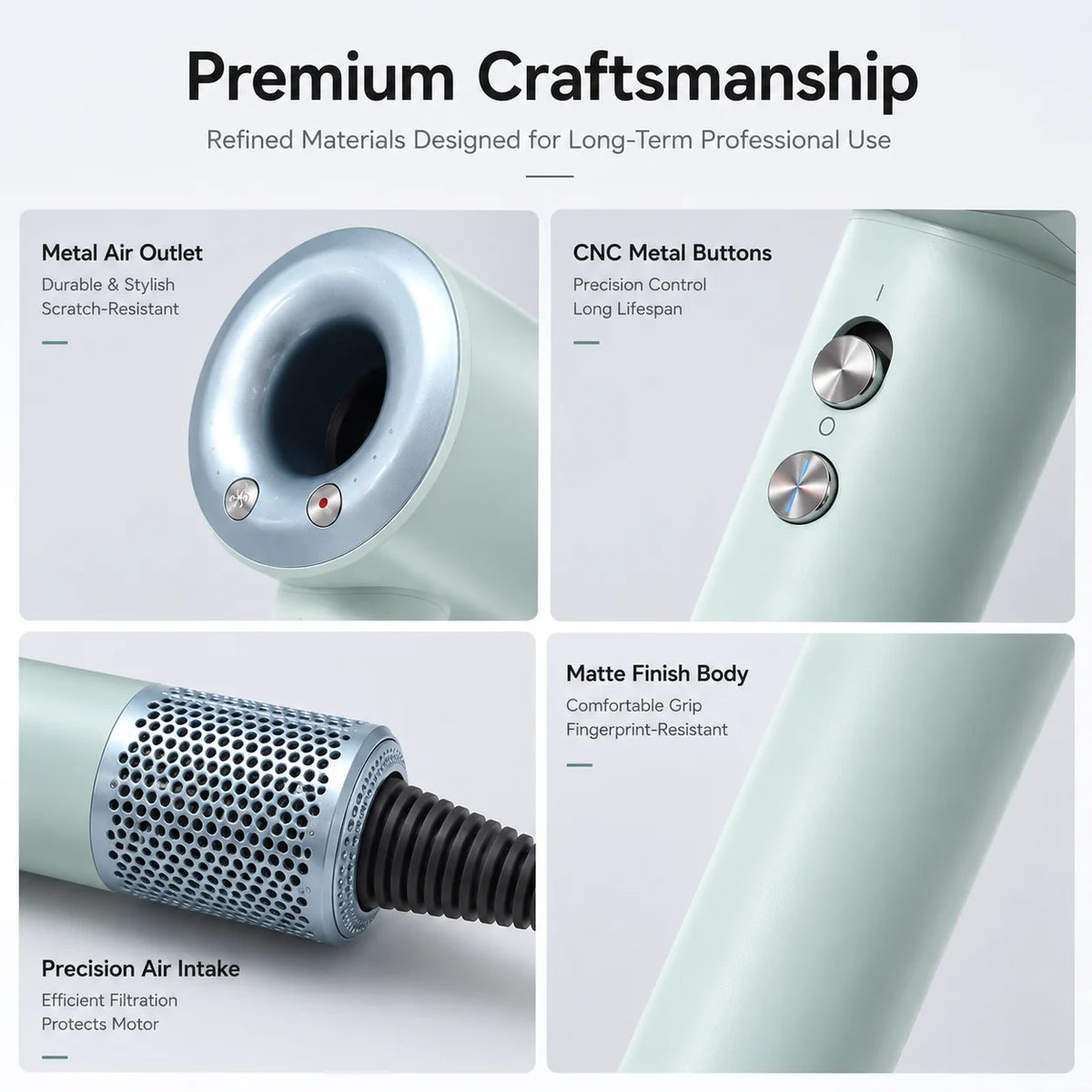 1600W Foldable Ionic Hair Dryer, 110,000 rpm Brushless DC Motor - image 3