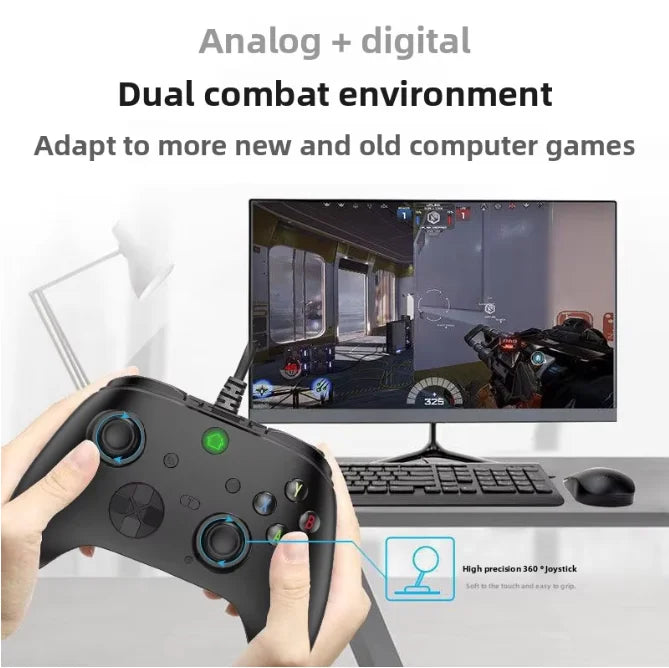 Wired Controller Hall Effect Joysticks &Triggers Gamepad with Turbo T-A102L Dual