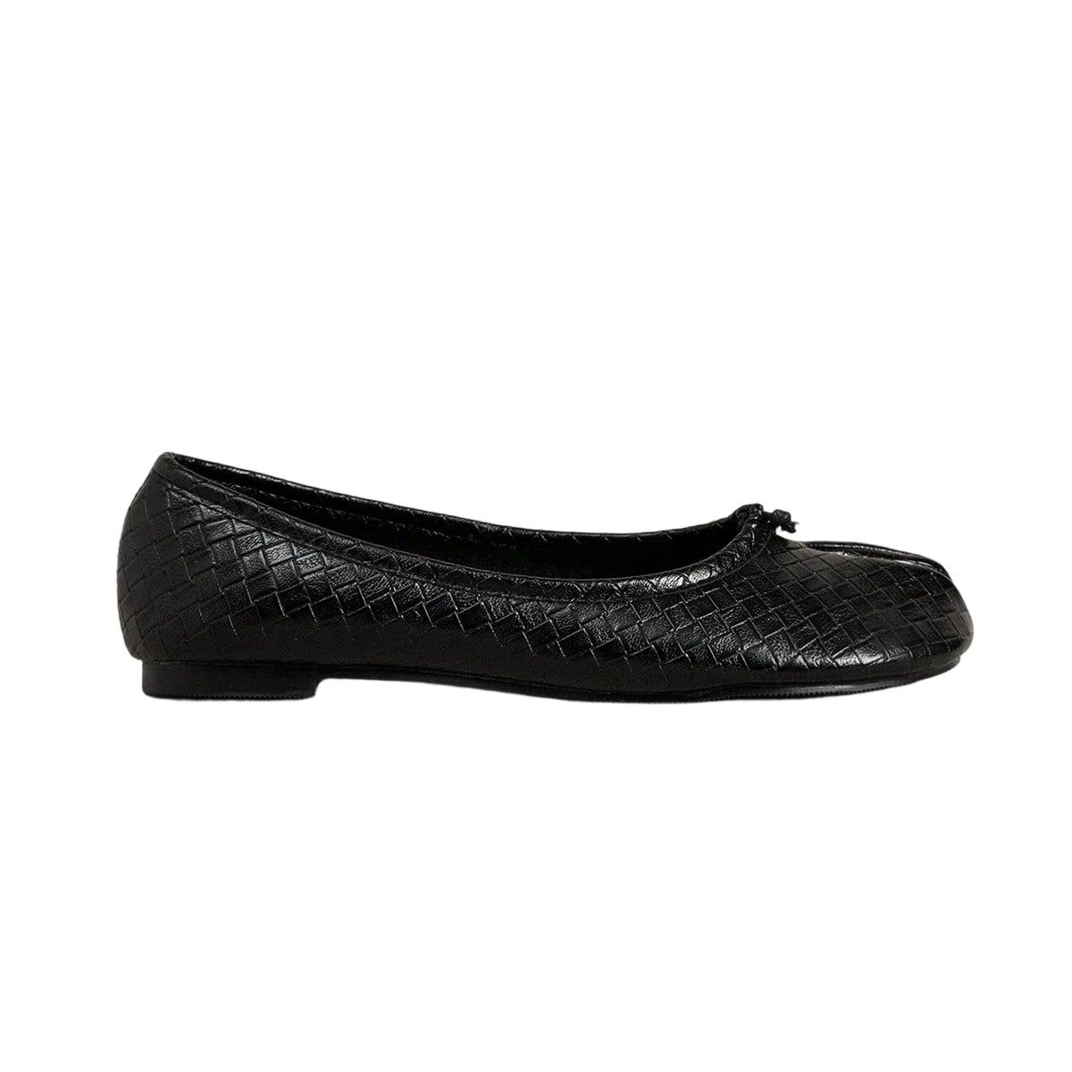 Retro Black Split-Toe Ballet Flats with Bow and Soft Sole, EU 36–41