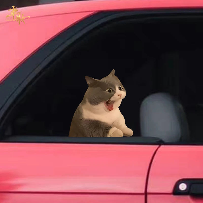Reusable PVC Funny Meme Cat Stickers for Luggage and Cars, 10 cm - image 5