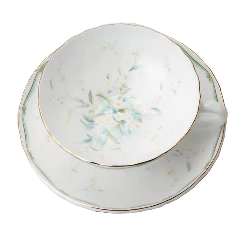 Vintage Floral Bone China Teacup and Saucer Set, 200 ml - image 9