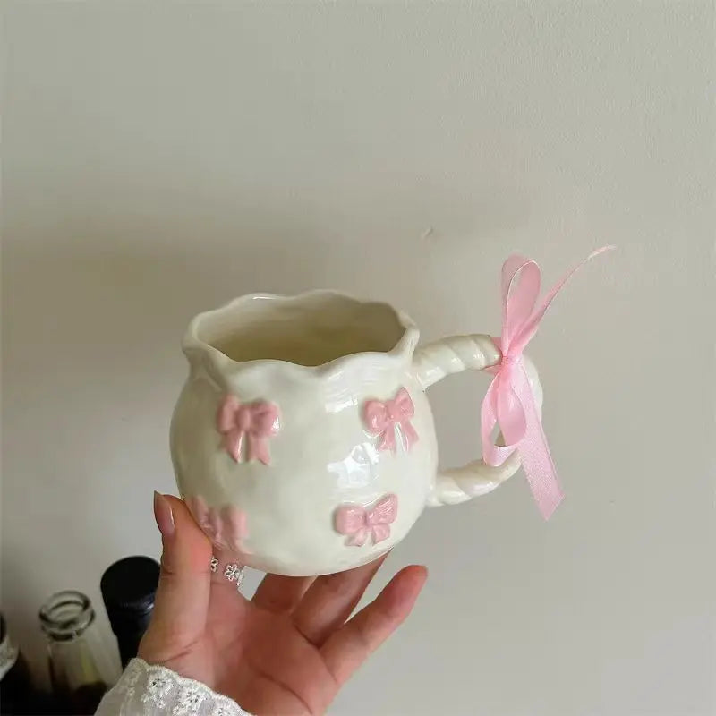 Handmade Ceramic Bow Mug with Irregular Shape, 350 ml - image 2