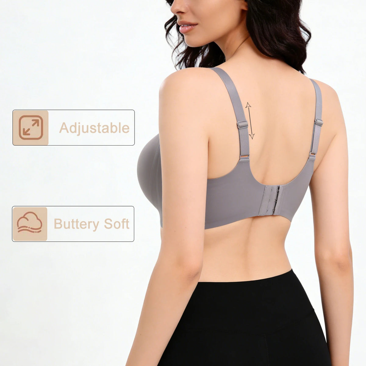 Full-Coverage Wire-Free Jelly Bra for Large Busts, Sizes S–3XL - image 5