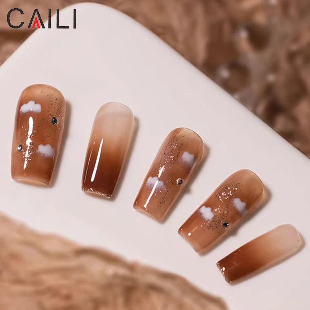 Caili Blossom Blooming Gel Nail Polish Clear UV LED Marble Floral Print Nail Art Design