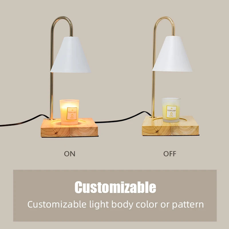 Luxury Dimmable Wood Base Electric Candle Warmer Lamp for Bedroom Study Home Decor