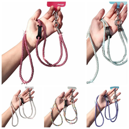 Hanging Cord Glitter Rhinestone Phone Lanyard Long Style Crossbody Chain Mobile Phone
