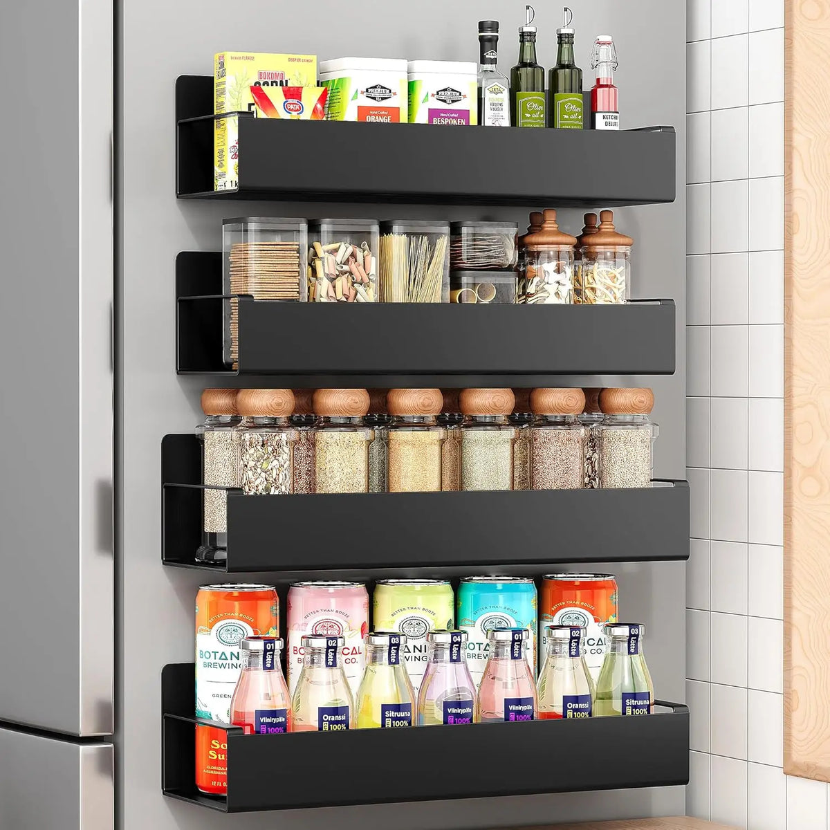 3-Tier Movable Magnetic Iron Spice Racks for Fridge, 6-Pack - image 5