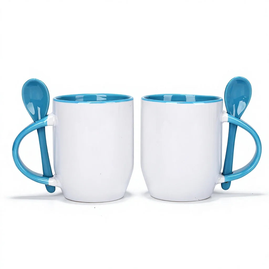 Colored 11 oz Ceramic Sublimation Blank Coffee Mug with Spoon - image 6