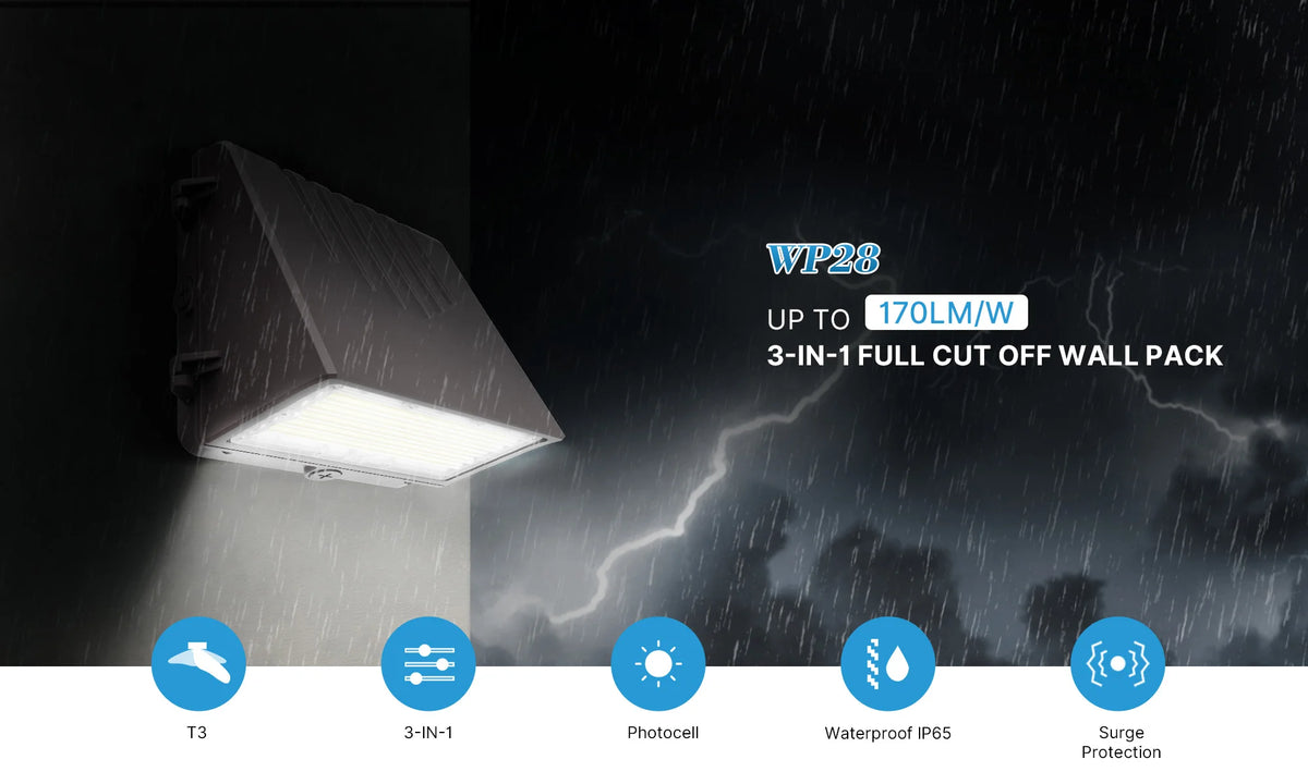 Aluminum LED Wall Pack Light, 40W or 80W, IP65, 170 lm/W - image 3
