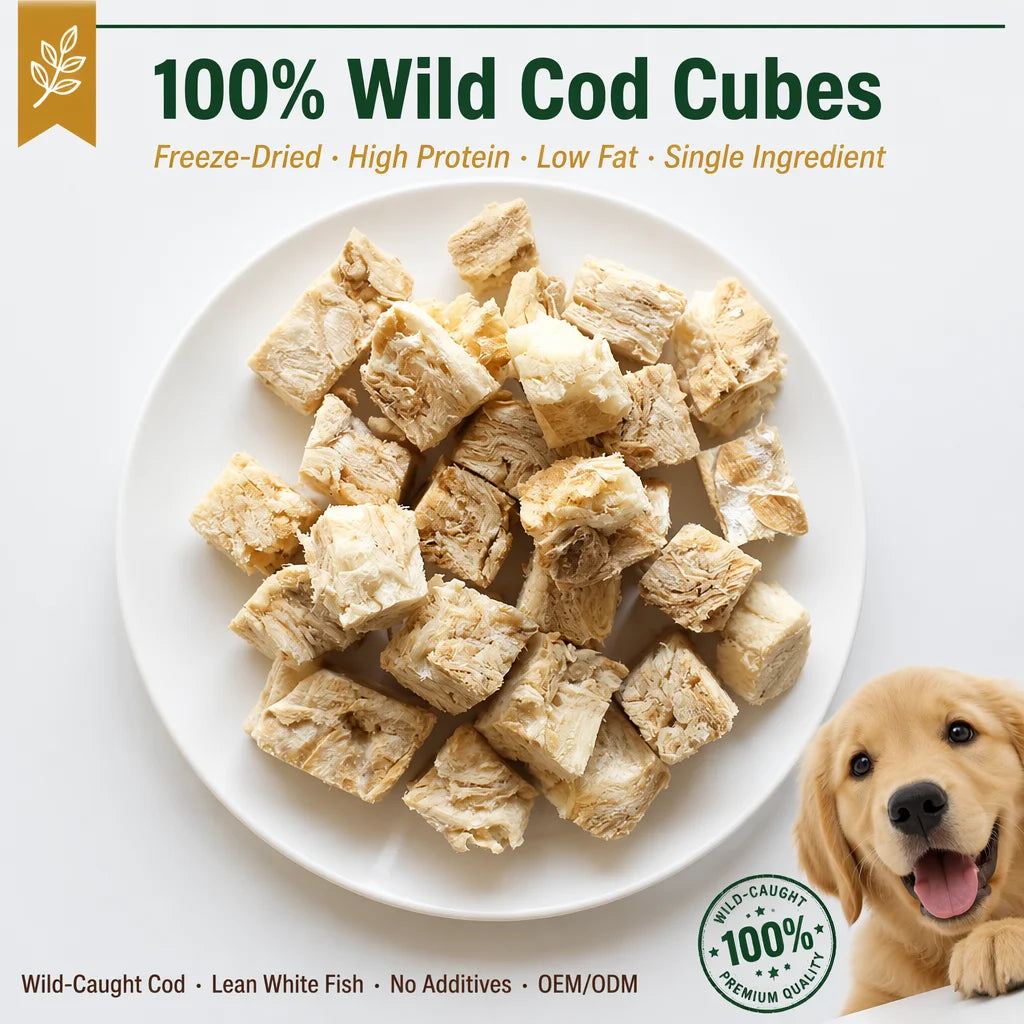 Eco-friendly Freeze-Dried Salmon Cube High-Protein PET Food Treats for Small Senior Dogs