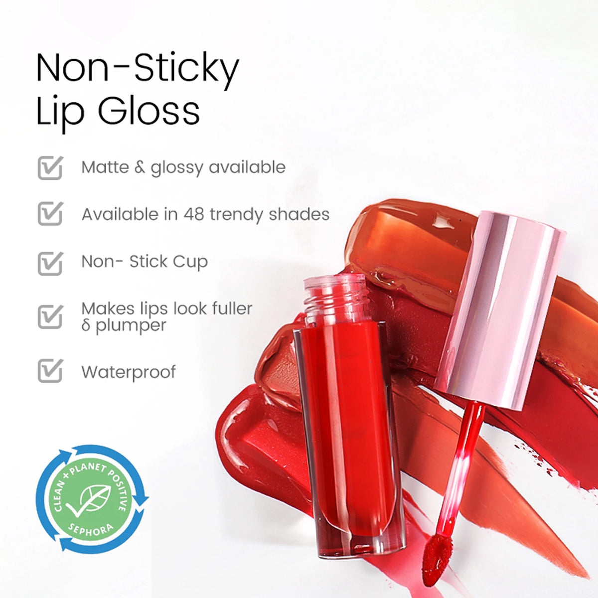 Vegan Matte Liquid Lip Gloss, Waterproof High Pigment, 48 Shades - image 4