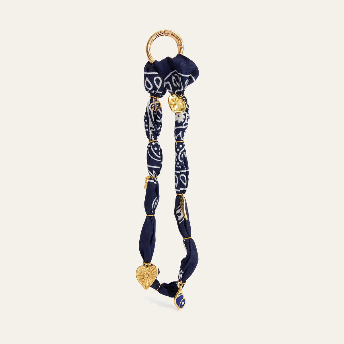Retro Fabric Rope and Pearl Bag Charm with Duck, Heart or Strawberry