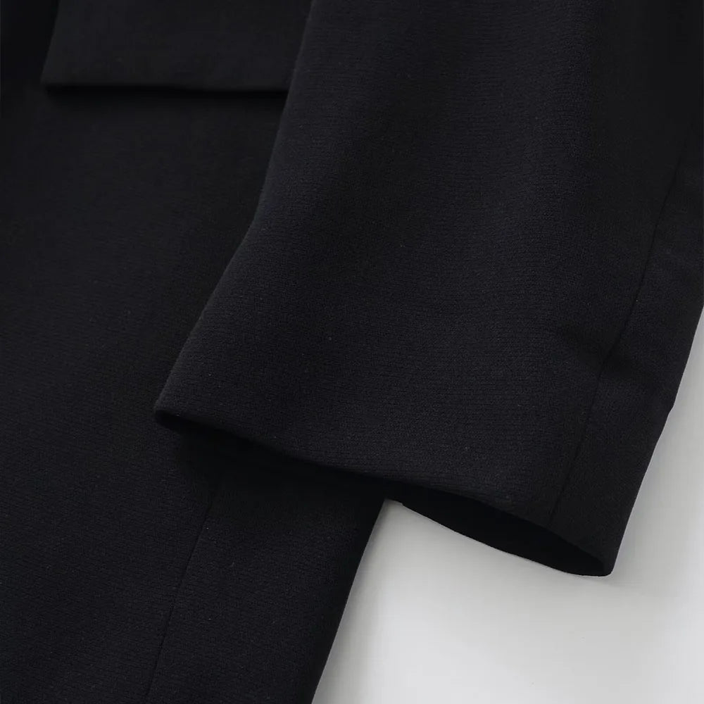 Single-Button Cropped Blazer Coat with Notched Collar and Pockets - image 5