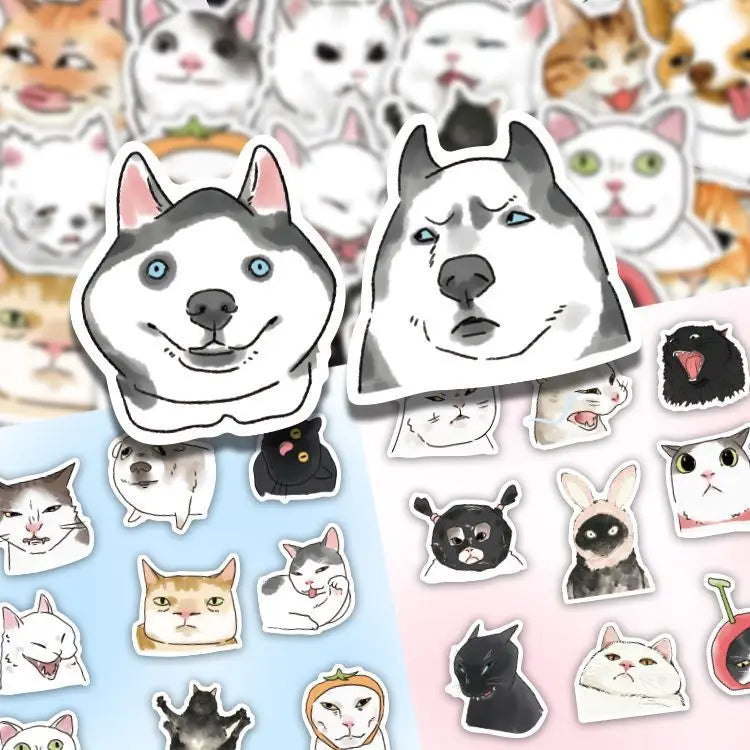 Ugly-Cute Cartoon Cat and Dog Stickers for Laptops, 102 Pcs - image 2
