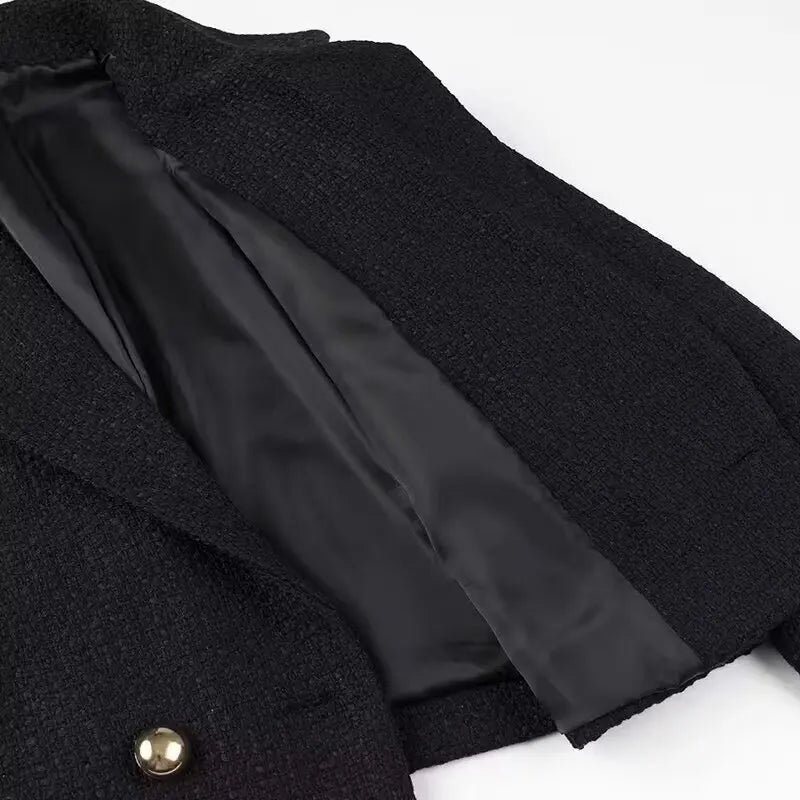 Double-Breasted Crop Blazer Jacket, Notched Collar, Sizes XS–L - image 5
