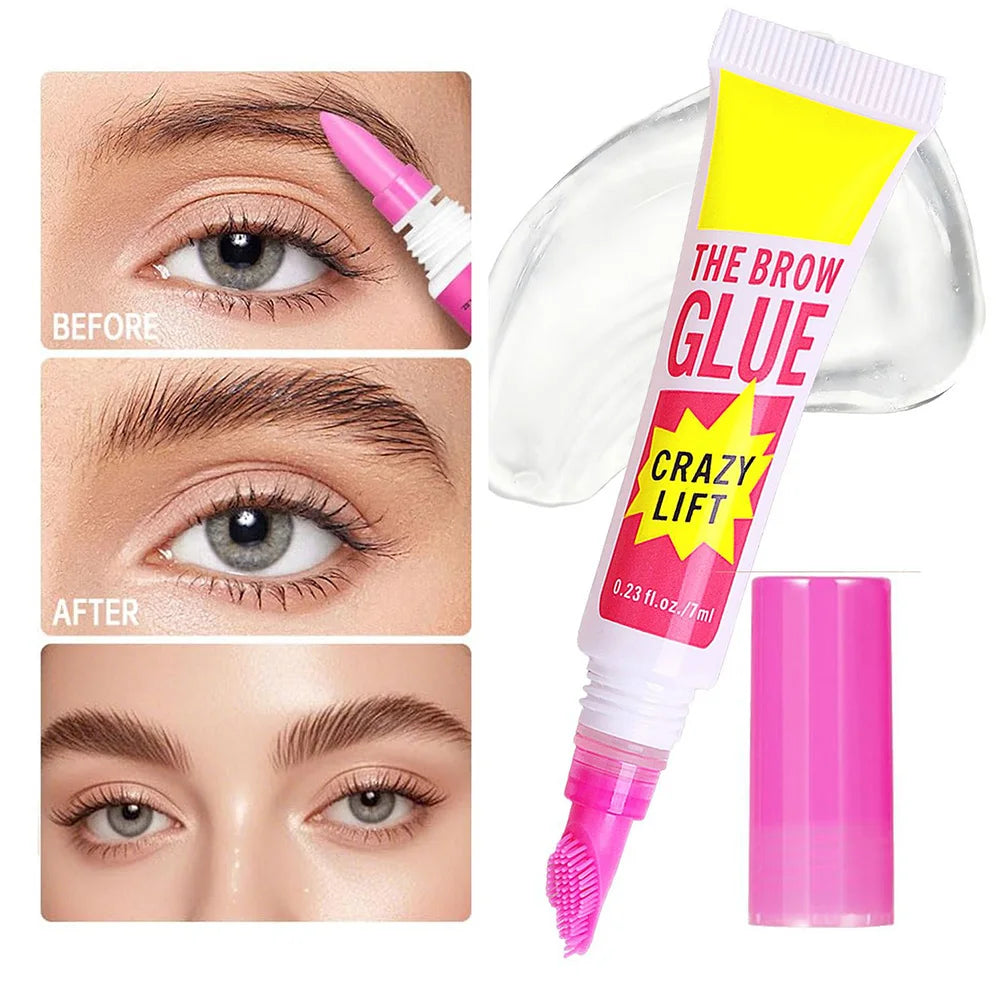 Vegan Brow Glue Gel with Brush, Sweat-Resistant Hold, 7 ml