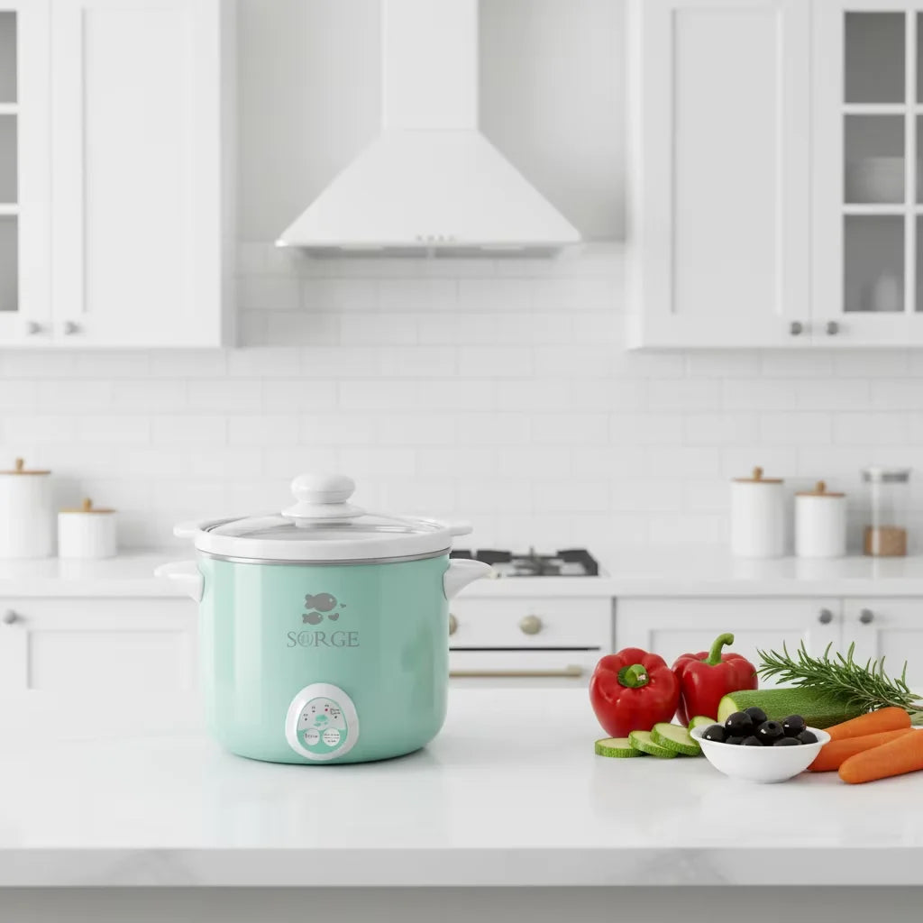 Sorge Mechanical Timer Mini Rice Cooker 1.2L Electric Ceramic Inner Pot with Measuring