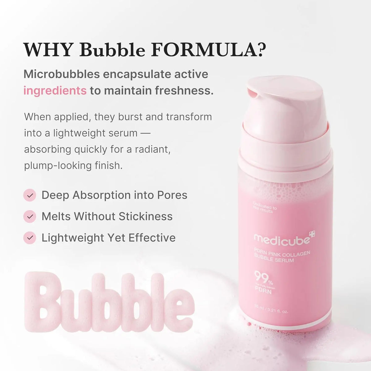 Pink PDRN Collagen Bubble Serum for Face and Body, Vitamin C and E - image 2