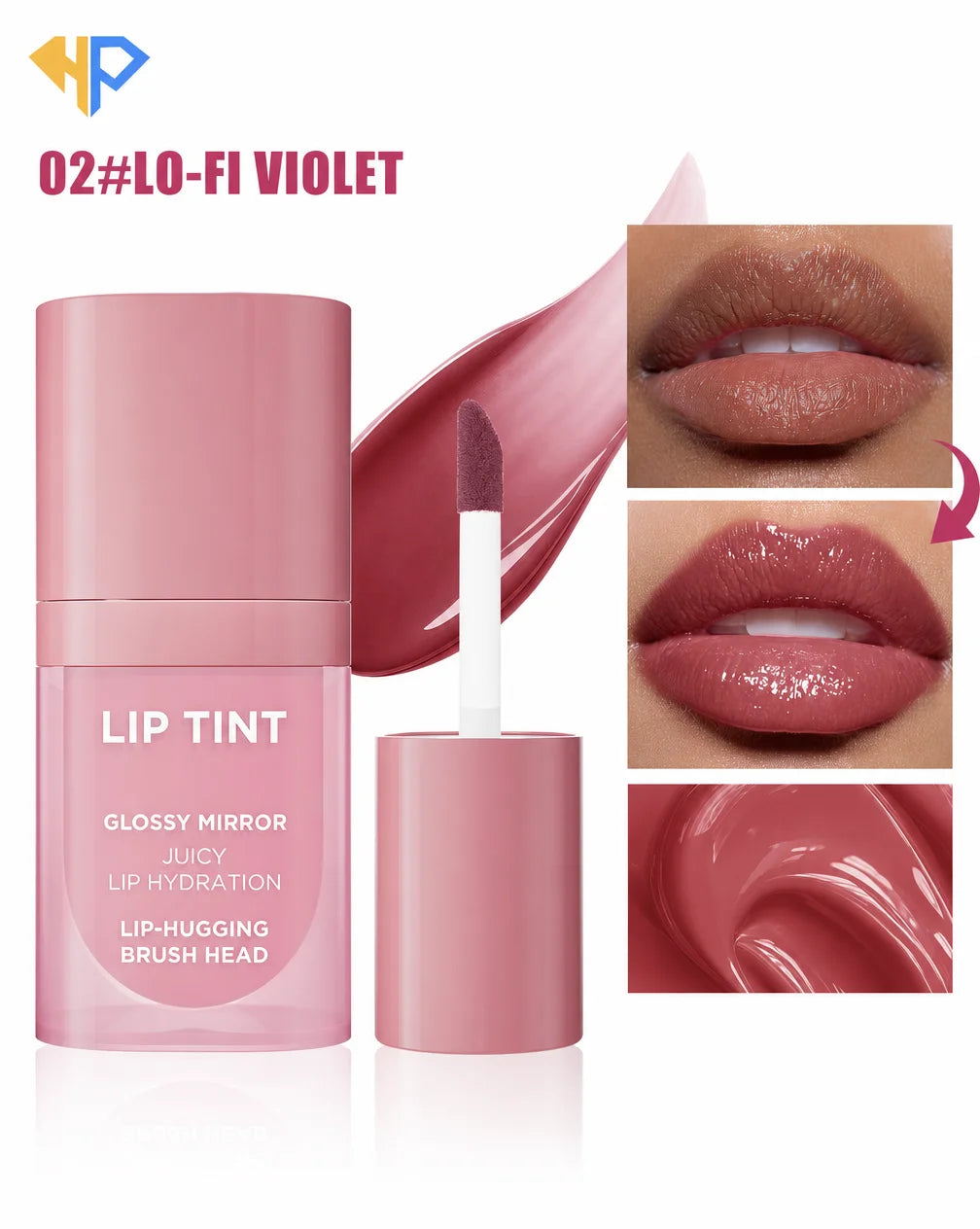 Hydrating Liquid Lip Tint and Stain, Kiss-Proof Glassy Gloss, 5 ml