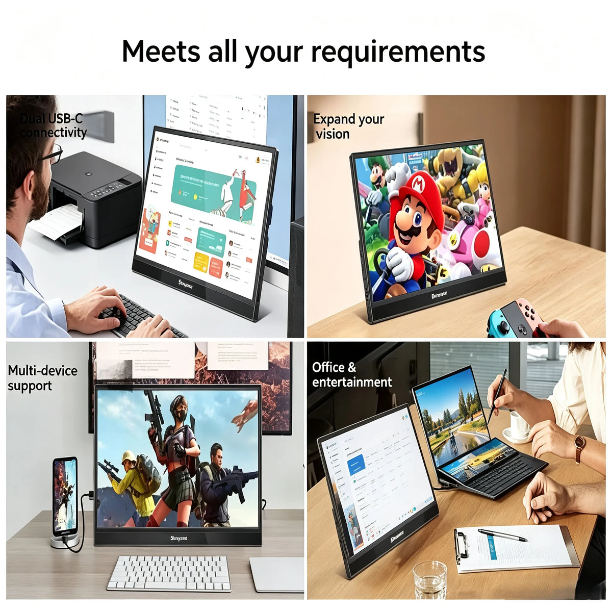 14" 1920x1200 IPS Portable Monitor, 16:10, Dual Speakers and Stand - image 6