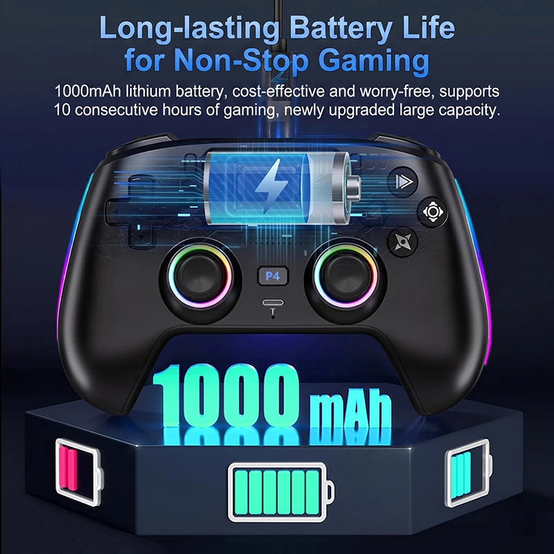 Bluetooth Hall Effect Gamepad with 1000mAh Battery for PS4 and Phones - image 2