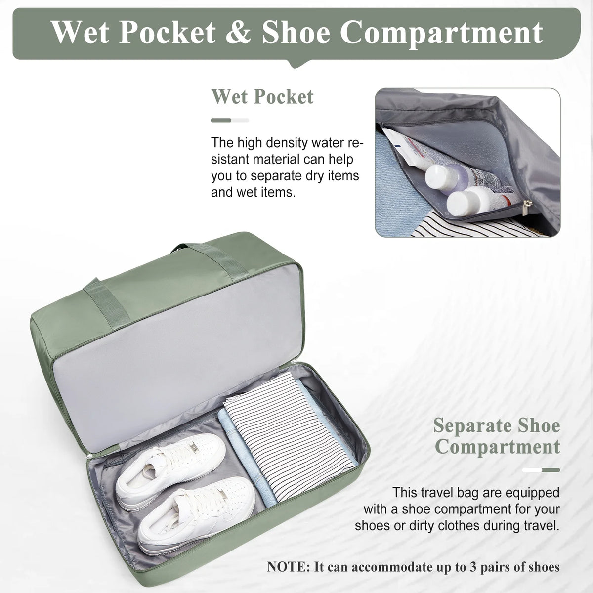 Large Weekender Duffel Bag with Shoe Compartment, 50 x 36 x 25 cm - image 4