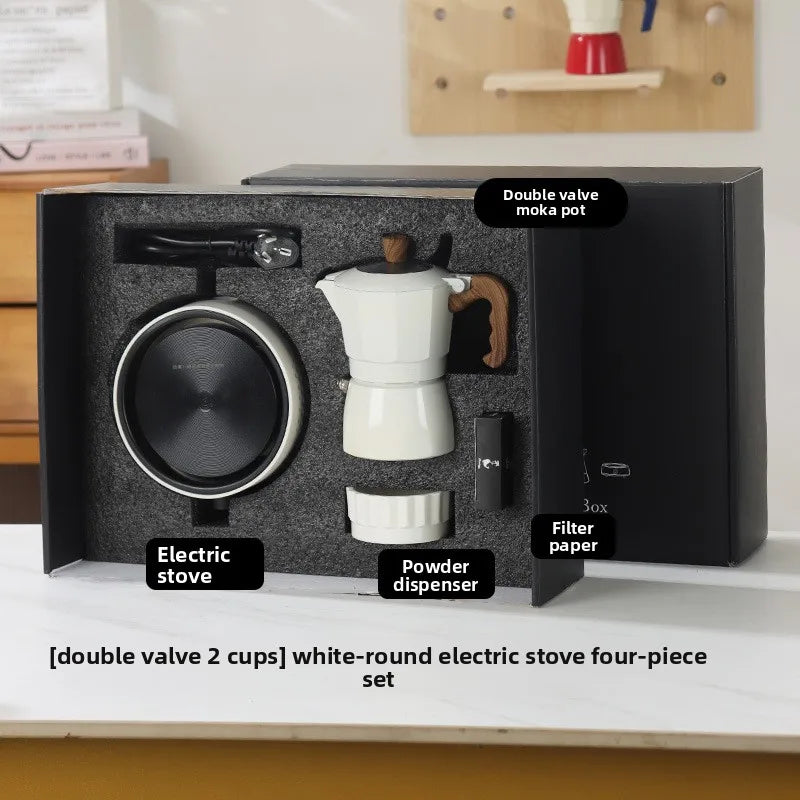 Italian Double-Valve Moka Pot Kit with Optional Electric Stove - image 9